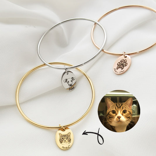 Customized cat and dog pet photo titanium steel bracelet