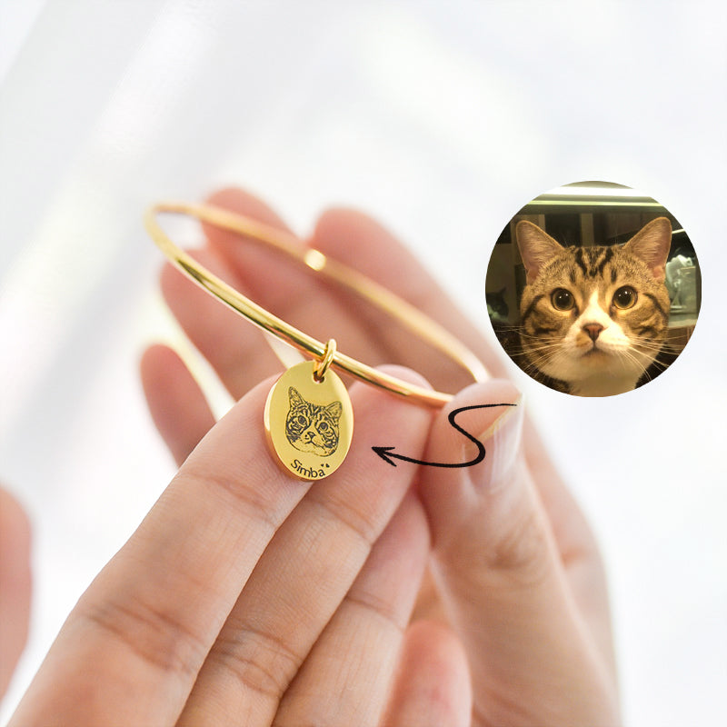 Customized cat and dog pet photo titanium steel bracelet